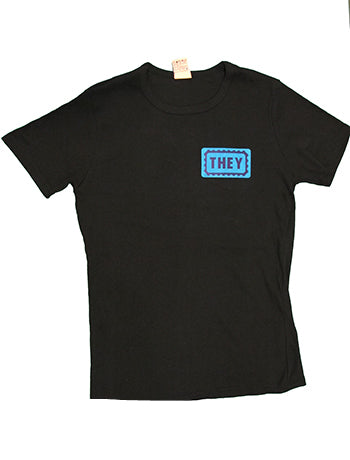 Black They/Them Fitted Crew-Neck T-Shirt